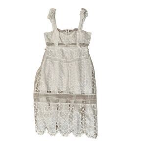 For Love & Lemons Womens White Sleeveless Sheer Lace Gabrielle Midi Dress Size L